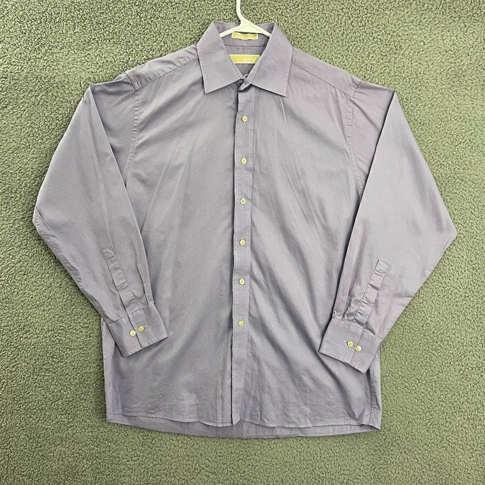 MICHAEL Michael Kors Men L Purple Long Sleeve Button‎ Down Dress Shirt